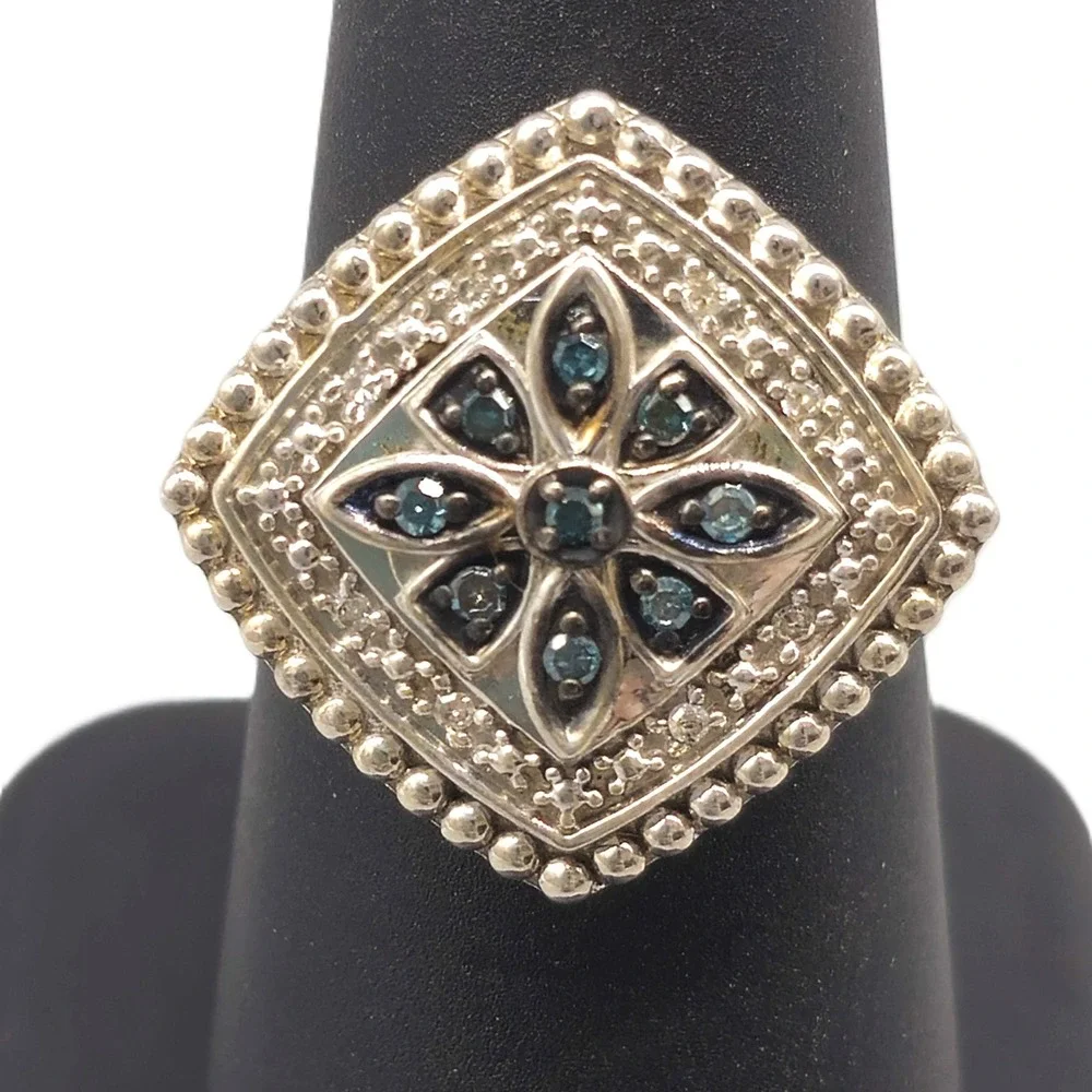 .925 SILVER DIAMOND 0.18CT FASHION RING SIZE 7 6.2G (GNH022686)